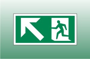 Exit Sign Up Left - Fire Exit Up Left Signs